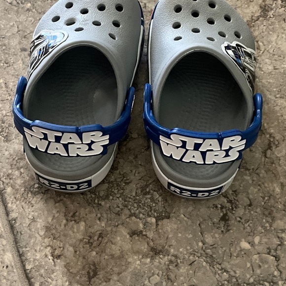 CROCS Kids Gray and Blue Slippers - Picture 3 of 3